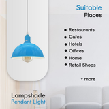 Blue Dome Metal Pendant Shades, 21cm – 2 Pack