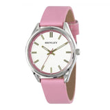 Henley Ladies Round Watch – Silver-Tone Case, Pink Faux Leather Strap