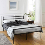Extra Strong Double Metal Bed Frame – Heavy-Gauge Steel Construction, Classic Design, Black