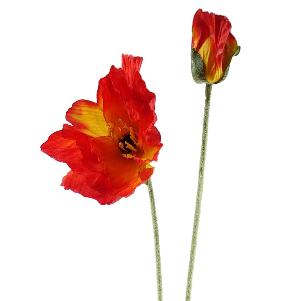 Pack of 6 x 100cm Artificial Poppy Stem – 2 Flowers