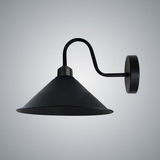Vintage Swan Neck Wall Light with Cone Shade and E27 Socket – Dimmable Indoor Wall Sconce, Black