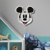 YELLOWPOP Disney Mickey Face LED Neon Sign – White Glow USB Licensed Wall Light with Acrylic Backing
