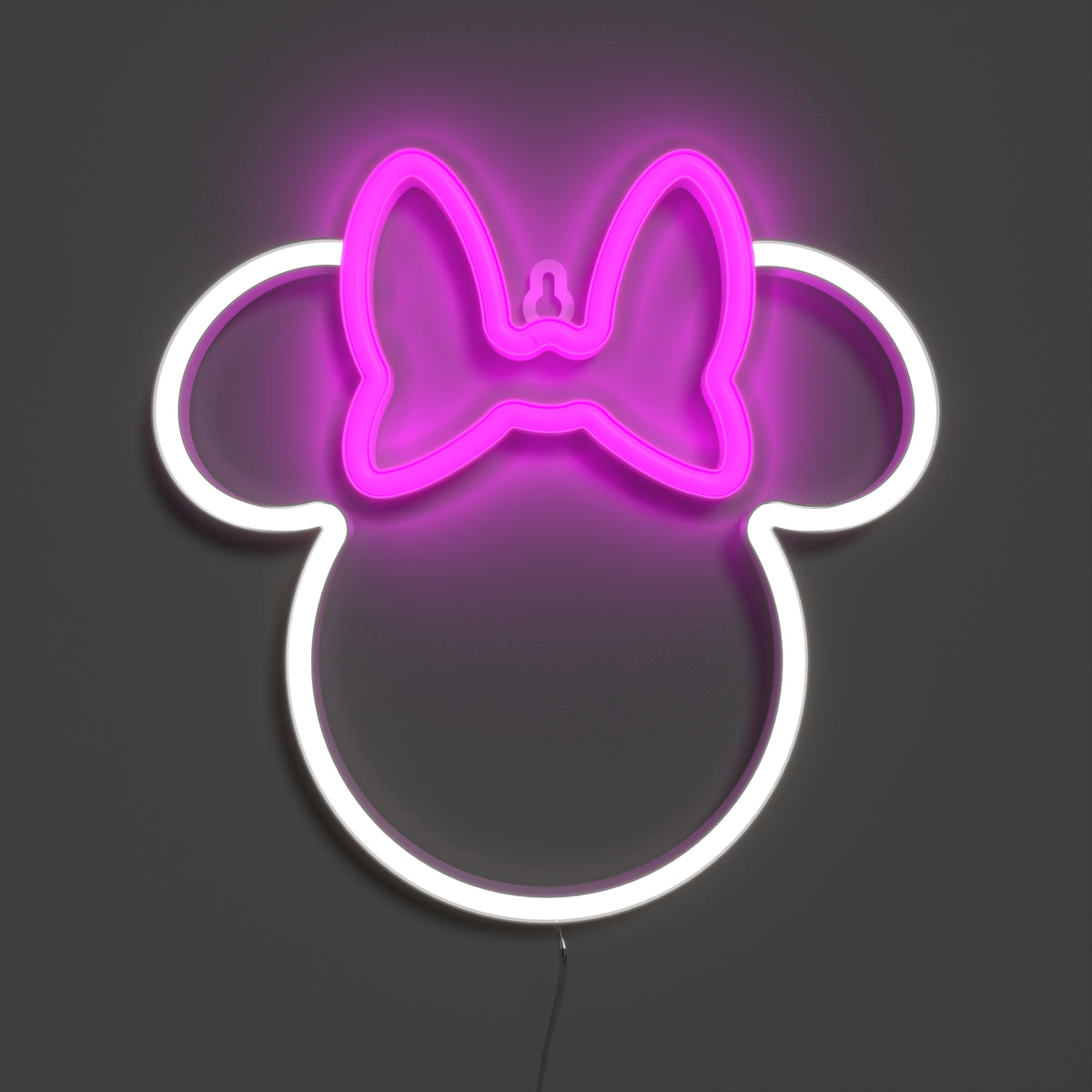 YELLOWPOP Disney Minnie Mouse LED Neon Wall Light – 250 Lumen USB Powered Sign, White Glow, Gift Boxed