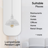 White Dome Metal Pendant Shades, 21cm – 2 Pack