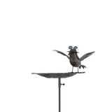 Metal Bird Feeder Birdbath Spinner Garden Stake – Decorative Outdoor Art with Rocking Motion, Black, 50" Metal Bird