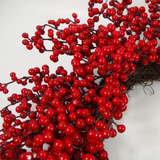 Leaf Design Extra Large Luxury Christmas Wreath with Red Berries – 60cm Natural Woven Base for Doors