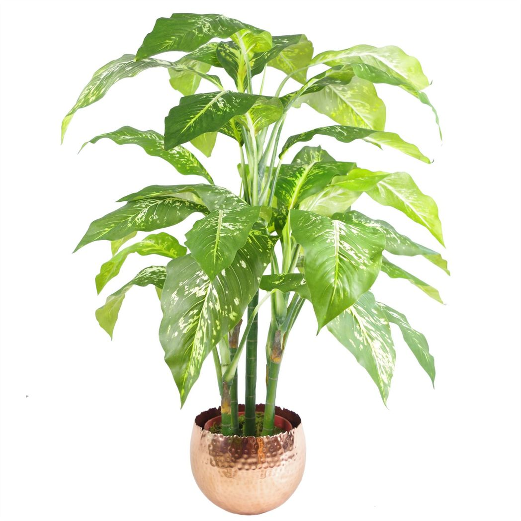 Leaf Hammered Copper Metal Planter, 22 x 17cm
