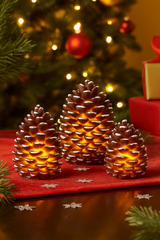 Avilo Pine Cone Christmas Decorations with LED Lights, Set of 3 – Festive Indoor Lighting