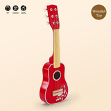 SOKA Wooden Toy Acoustic Guitar with 6 Strings – Kids Musical Instrument, Role Play & Music Learning, Red