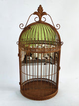 Durable Rustic Metal Bird Cage Wall Mirror 63cm Fleur De Lys Design Vintage-Style Garden Indoor