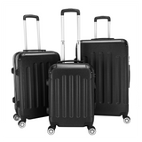 3-Piece ABS Hard Shell Luggage Set with 360° Spinner Wheels & Combination Lock – 20in, 24in, 28in, Black