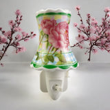 Plug-In LED Night Light with Floral Ceramic Body and On/Off Switch – Decorative Lighting for Bedrooms and Hallways