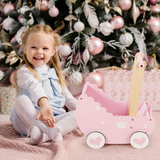 SOKA Princess Doll's Pram with Bedding – Pink Pretend Play Toy Pram for Toddlers, Dolls Not Included