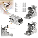 4 x Folding Table & Chair Leg Hinges – 90 Degree Self-Locking Cold-Rolled Steel Support Brackets, Silver