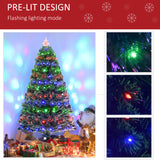 HOMCOM 5ft Pre-Lit Artificial Christmas Tree with Multi-Coloured Fibre Optic and LED Lights – Green