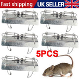 Heavy Duty Metal Tunnel Mole Traps, Set of 5 – Dual Entry Reusable Garden Mole Control, Silver