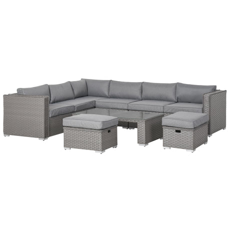 Outsunny Rattan Corner Sofa Set coffee table detail