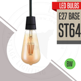 E27 ST64 Vintage Dimmable LED Edison Light Bulb, 8W – Warm Filament Style Retro Lighting