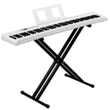 88 Key Folding Digital Piano with Semi-Weighted Keys, Bluetooth MIDI & Stand – Portable Keyboard, White