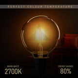 Ledsone 5-Pack E27 G95 Dimmable LED Edison Bulbs – Vintage Amber Glass Filament Lamps, 2700K Warm White