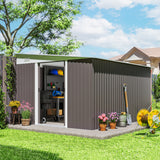Outsunny 11.3 x 9.2ft Galvanised Steel Garden Shed with Double Doors & Vents – Heavy-Duty Storage, Grey