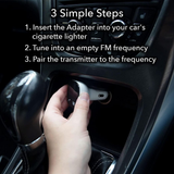 Aquarius Bluetooth Car Adapter and FM Transmitter with Hands-Free Calling – LED Display, USB Car Kit, White