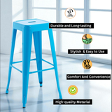 AcaciaHome 76 cm Industrial Metal Bar Stool with Steel Frame – Seating for Kitchen Islands and Home Bars, Blue