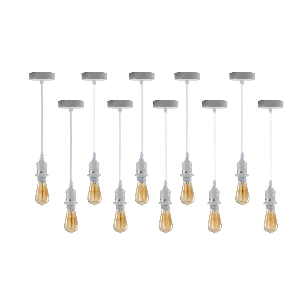 LEDSONE 10 Pack Industrial Pendant Light Fitting with E27 Lampshade Holder and 95cm Adjustable Cable
