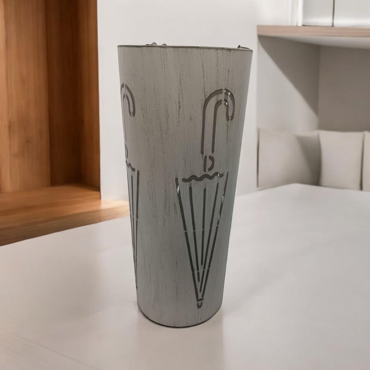 Cream Metal Umbrella Stand, 49cm – Sleek Umbrella Holder for Hallways, Entryways and Offices, Design Finish
