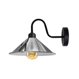 Vintage Swan Neck Wall Light with Cone Shade and E27 Socket – Dimmable Indoor Wall Sconce, Chrome
