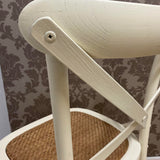 AcaciaHome Oak Cross Back Café Chair with Rattan Seat – Hand-Finished Dining Seating, Cream