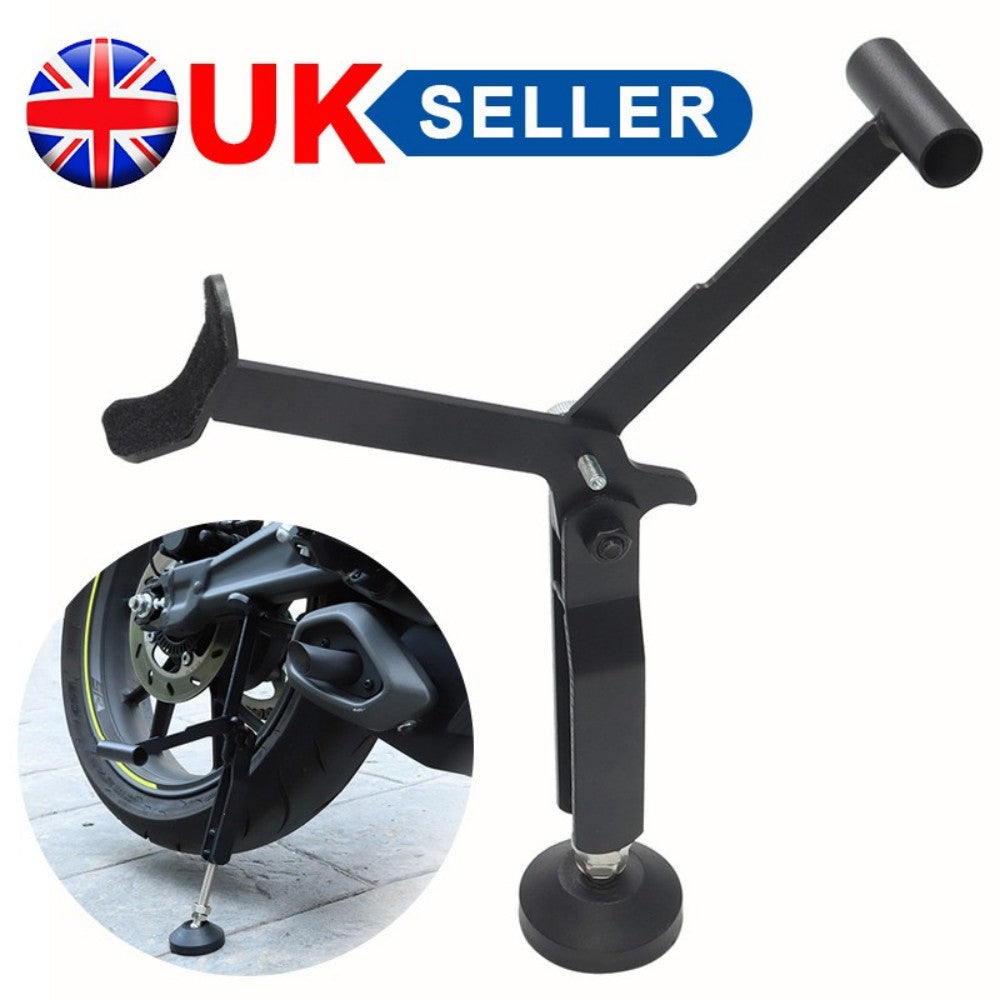 Portable Motorcycle Wheel Lift Stand for Front and Rear Wheels – Foldable Lever Design, Black