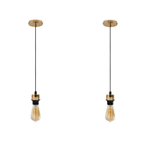 LEDSONE 2 Pack Industrial French Gold Pendant Light Fitting with E27 Lampshade Holder and 95cm Cable