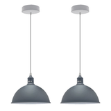 Grey Dome Metal Pendant Shades, 21cm – 2 Pack