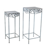 Decorative Cream Metal Plant Stands, Set of 2 – Stylish Home & Garden Display, 66cm