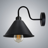 Vintage Cone Wall Light with Swan Neck and E27 Socket – Dimmable Indoor Sconce, Black