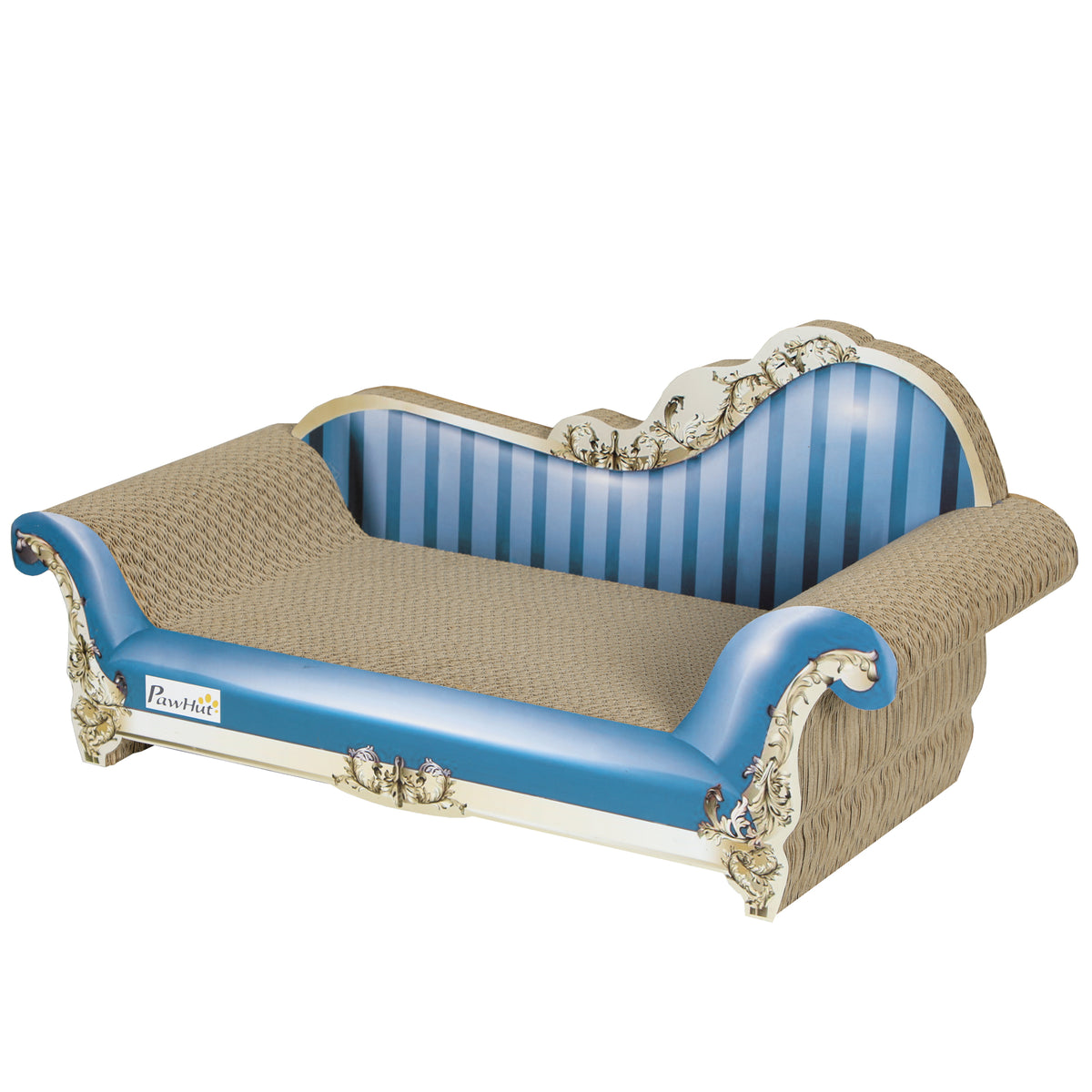 PawHut 2-in-1 Cat Scratcher and Lounge Bed with Catnip, Corrugated Cardboard – Blue