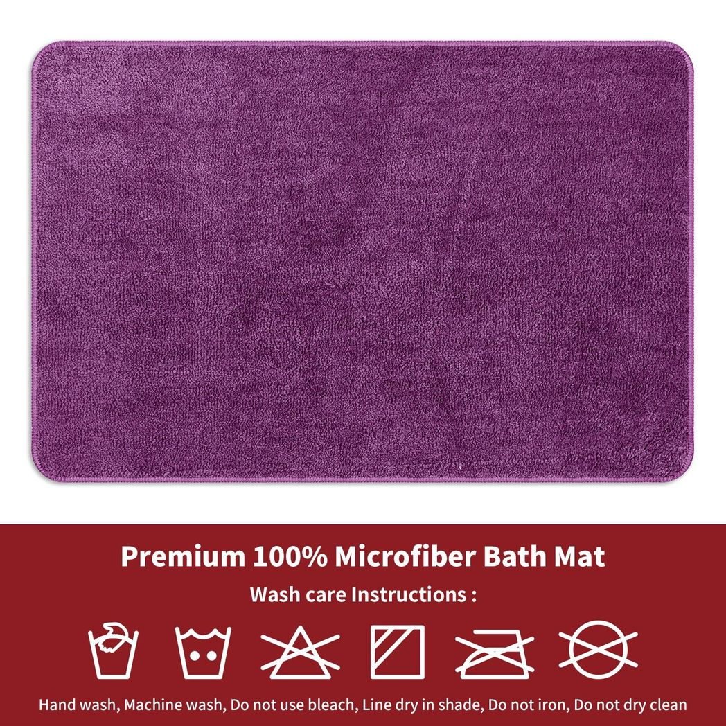 Vinsani Ultra Soft Microfibre Bath Mat 60 x 90cm – Dense Fluffy Bathroom Mat, Purple