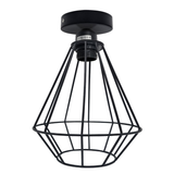 Vintage Industrial Diamond Shaped Wire Cage Ceiling Light with Metal Ceiling Rose & E27 Holder – Max 60W