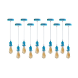 LEDSONE 10 Pack Industrial Pendant Light Fitting Set – E27 Lamp Holder with 95cm PVC Cable, Vintage Style