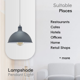 Grey Dome Metal Pendant Shades, 21cm – 2 Pack