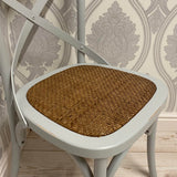 AcaciaHome Oak Cross Back Café Chair with Rattan Seat – Hand-Finished Dining Seating, Grey