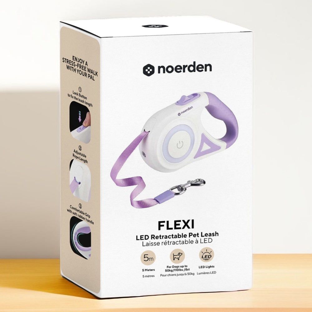 Flexi Retractable Dog Leash with 3 LED Light Settings, 5m Length – Night Walk Lead for Dogs up to 50kg