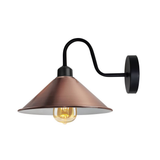 Vintage Swan Neck Wall Light with Cone Shade and E27 Socket – Dimmable Indoor Wall Sconce, Copper