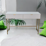 Modern 120cm Wooden 2-Drawer Side Table with Spacious Tabletop – Living Room & Hallway Storage, White