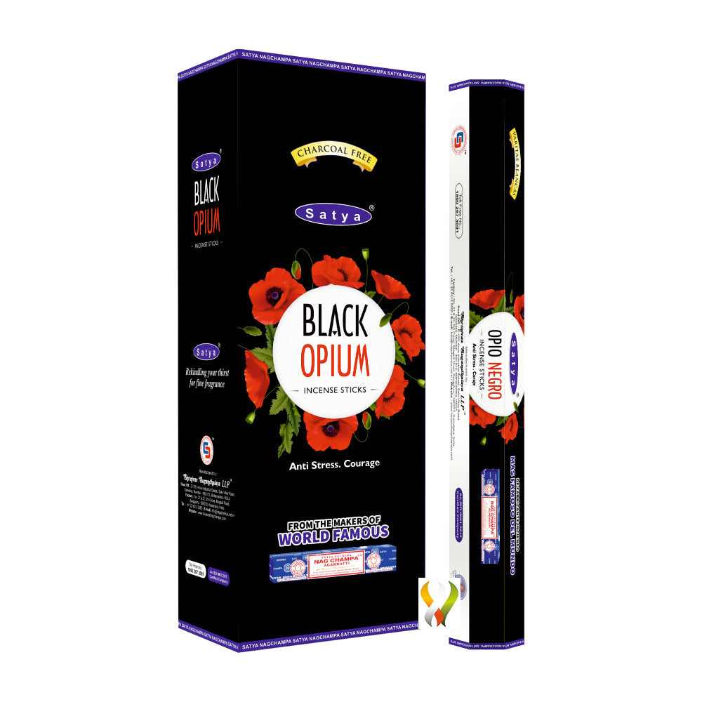 Satya Black Opium Incense Sticks – Hexa Pack, 120 Sticks