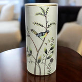 AcaciaHome Ceramic Umbrella Stand, 18" Tall – Decorative Vase or Holder for Home and Office, Birds with Tree Design