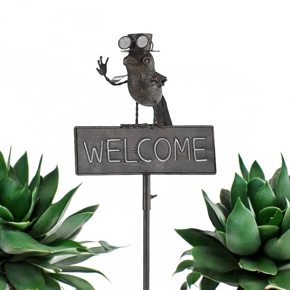 AcaciaHome 125cm Metal Owl Garden Stake with Welcome Sign – Whimsical Outdoor Art for Gardens & Porches