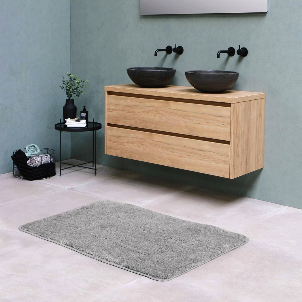 Vinsani Microfibre Bath Mat, 60 x 90cm – Ultra Soft Dense Fluffy Bathroom Mat, Light Grey