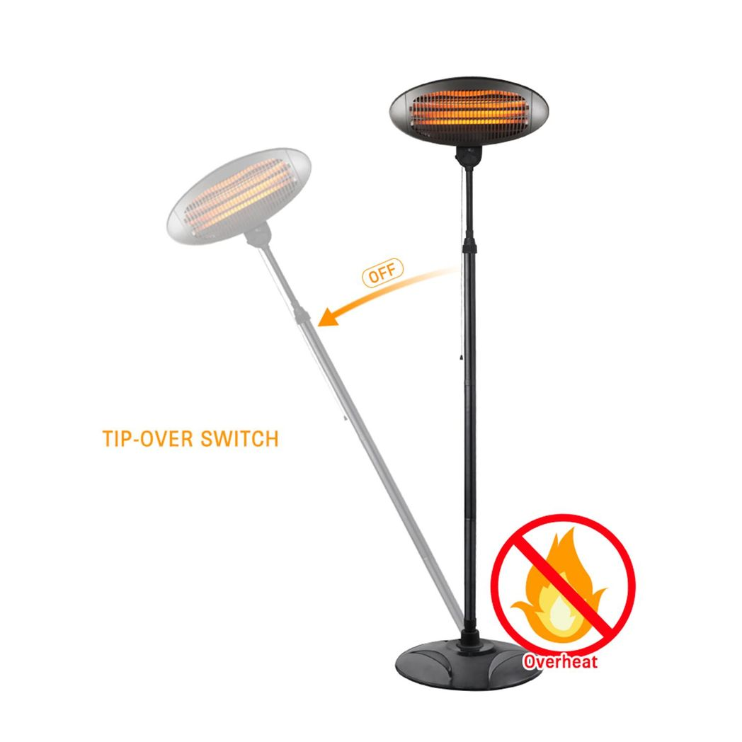 Debonair Adjustable Height Waterproof Quartz Patio Heater, 3 Heat Settings – Indoor & Outdoor Warmth